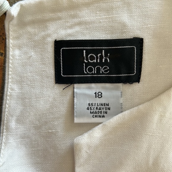 Lark Lane Linen blend White horseshoe neckline tunic top sz18 - Picture 4 of 6